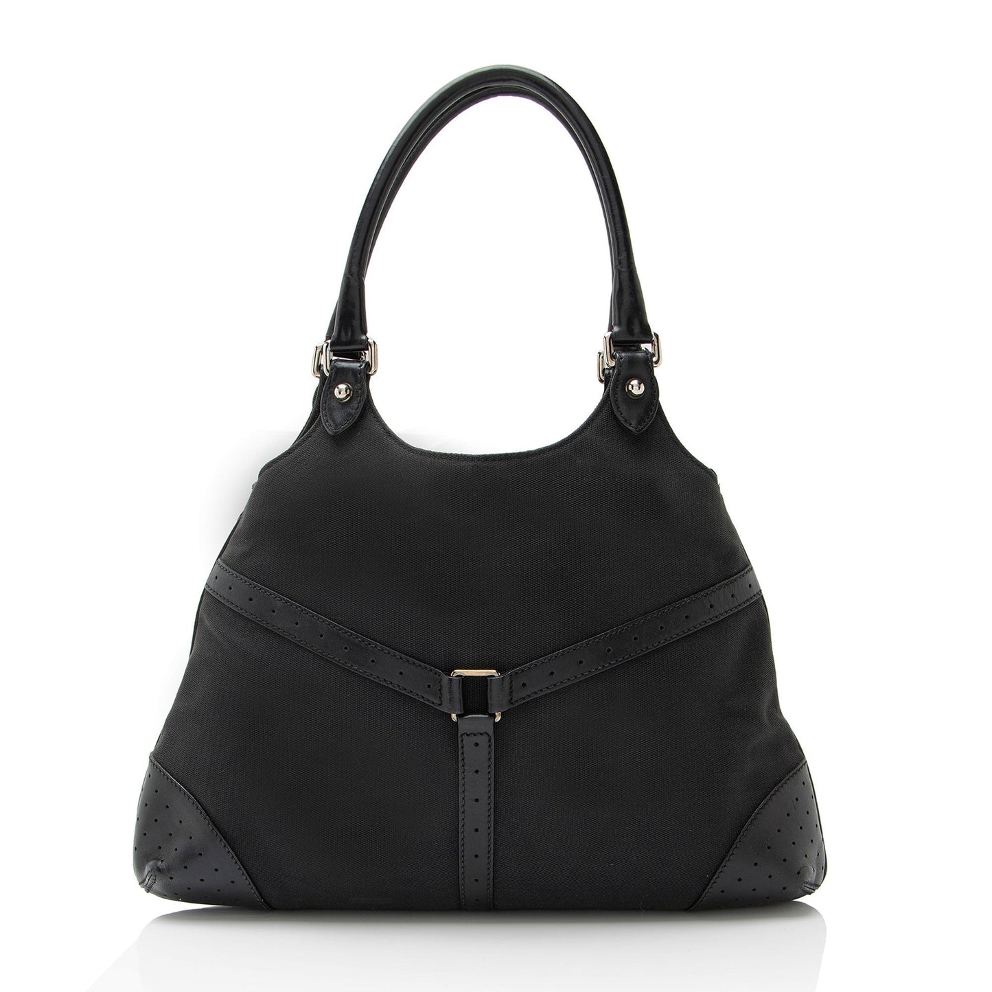 Gucci Canvas Perforated Leather Interlocking G Reins Satchel