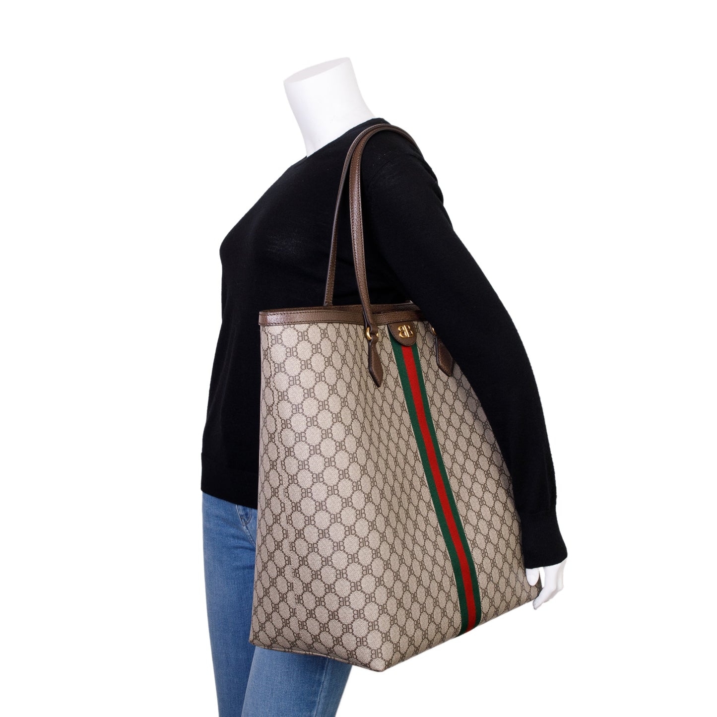 Gucci X Balenciaga The Hacker Project BB Supreme Web Large Ophidia Tote