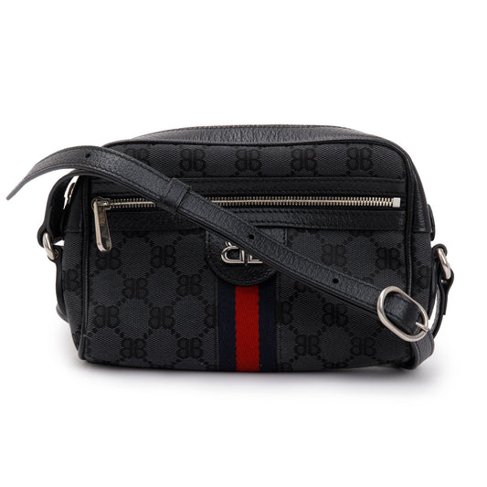 Gucci X Balenciaga The Hacker Project Black BB Canvas Web Mini Camera Bag