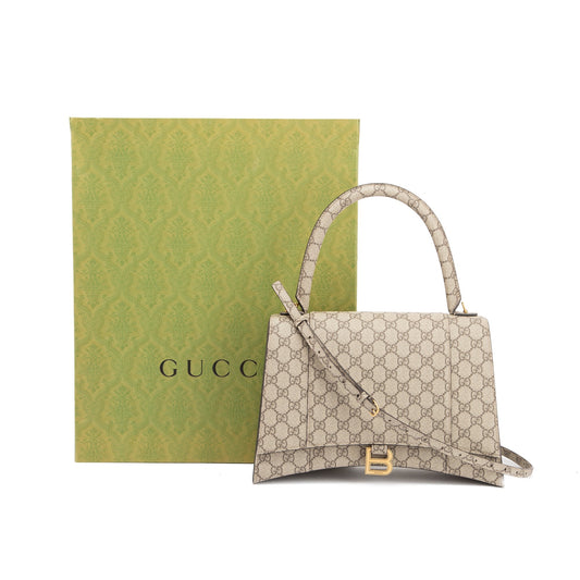 Gucci X Balenciaga The Hacker Project GG Supreme Hourglass Medium Top Handle Bag