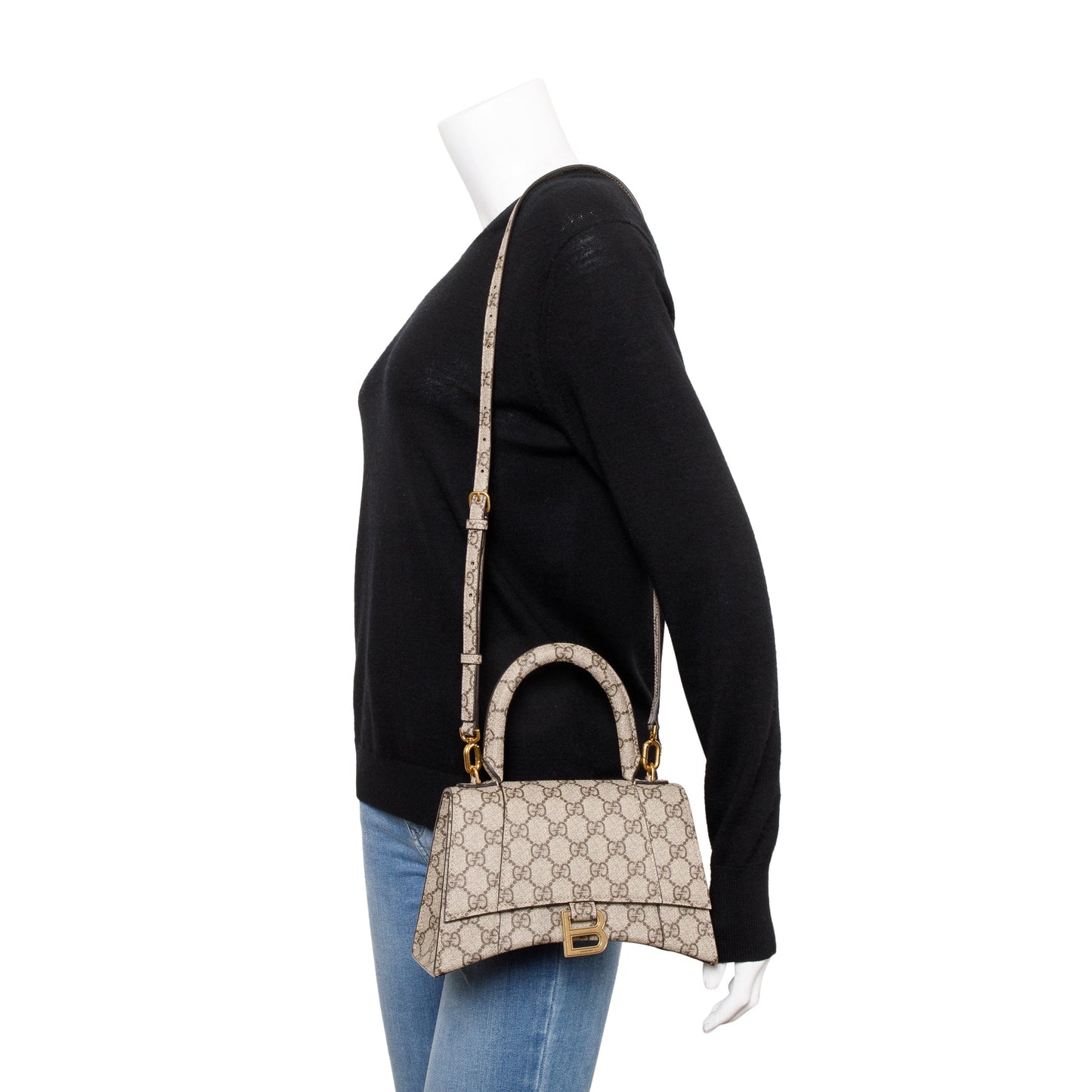 Gucci x Balenciaga The Hacker Project GG Supreme Small Hourglass Top Handle Bag