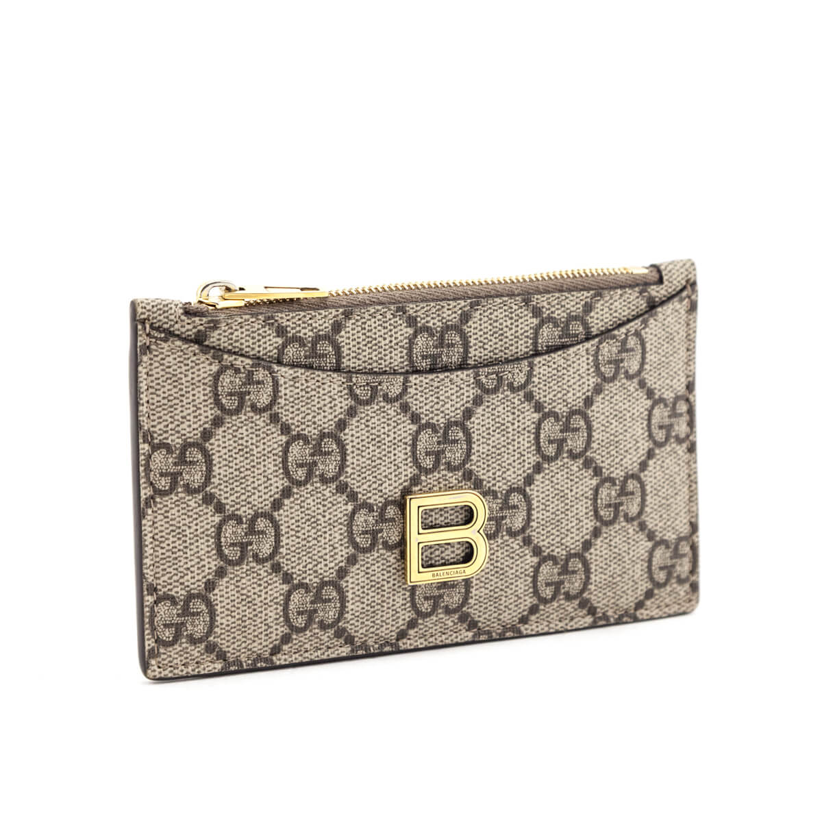 Gucci x Luxury Balenciaga Trending 2025 Beige GG Supreme Monogram Zip Card Case