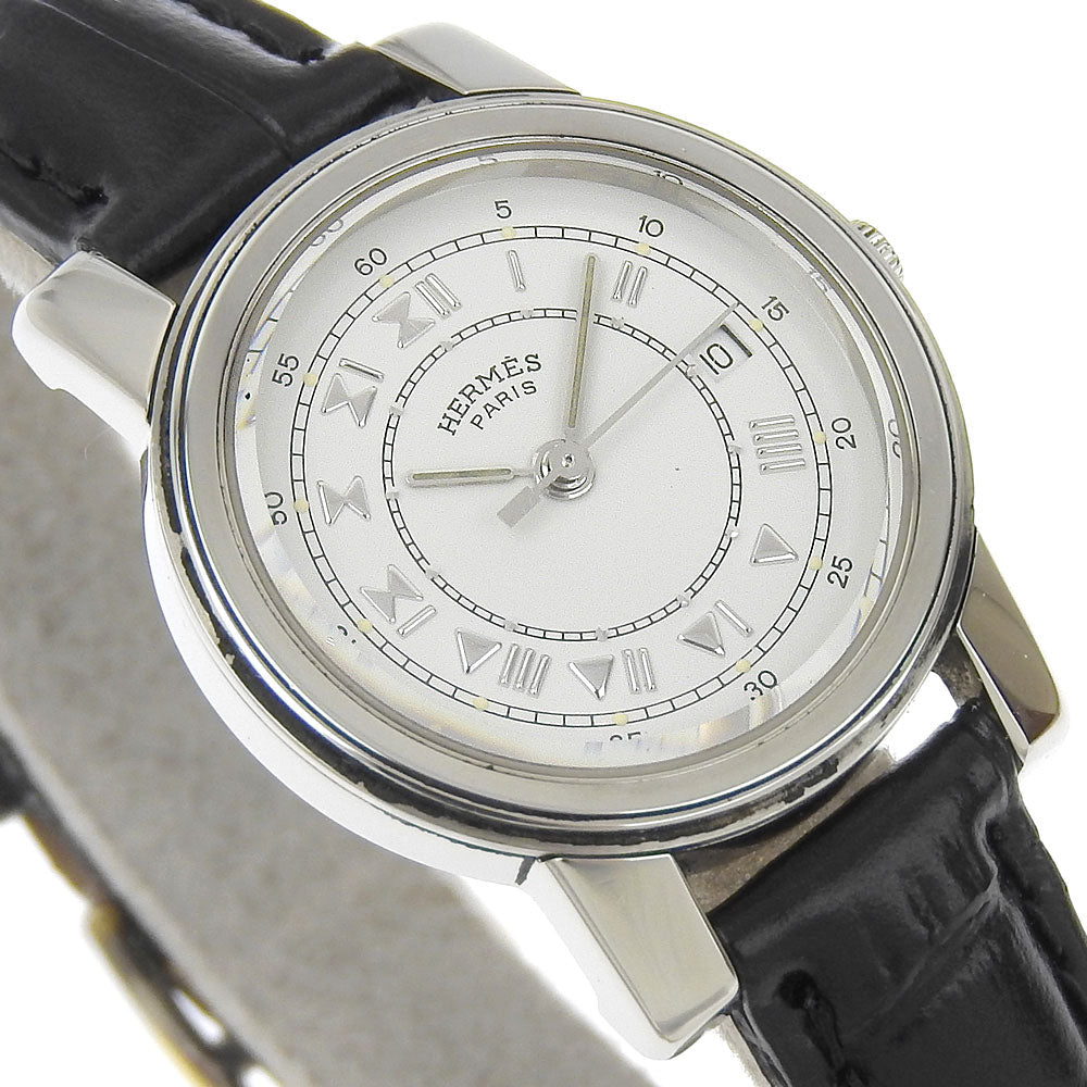 HERMES Watches Quartz Stainless Steel , Embossed Leather white Carrick White dial