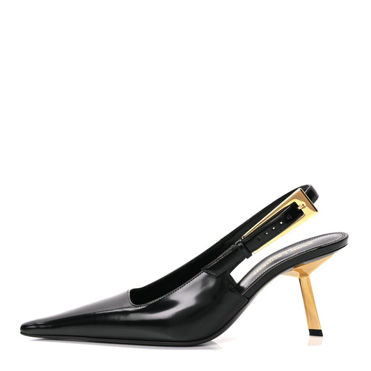 Saint Laurent Vitello Marilyn Lee 75 Slingback Pumps 36 Black