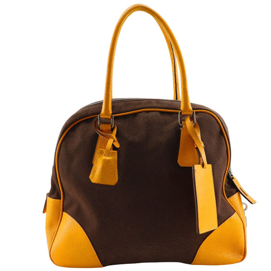 PRADA Tote Bag canvas Brown Mini Boston