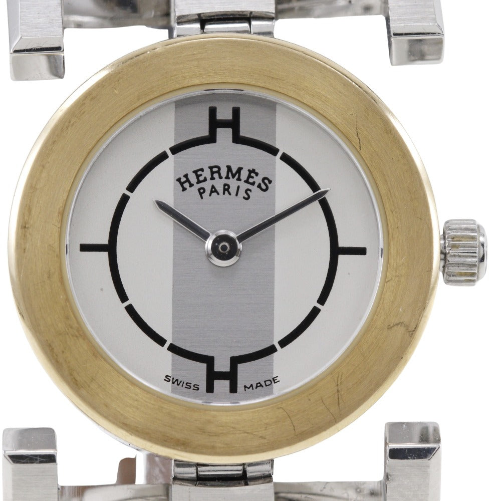 HERMES Watches Quartz PA1.220 Stainless Steel , Leather gold paprika White dial Women  d