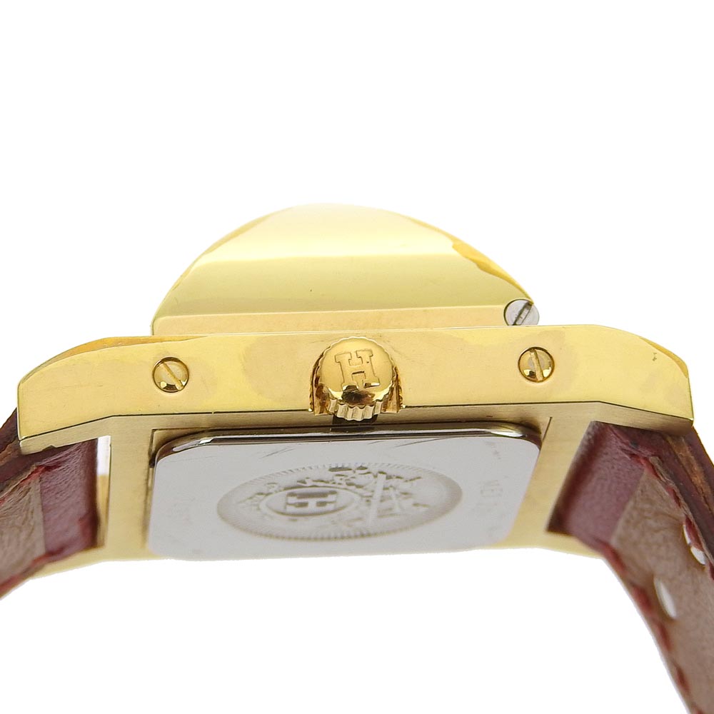 HERMES Watches Quartz ME1.201 Plated Gold , Leather wine-red Medor White dial Women  d