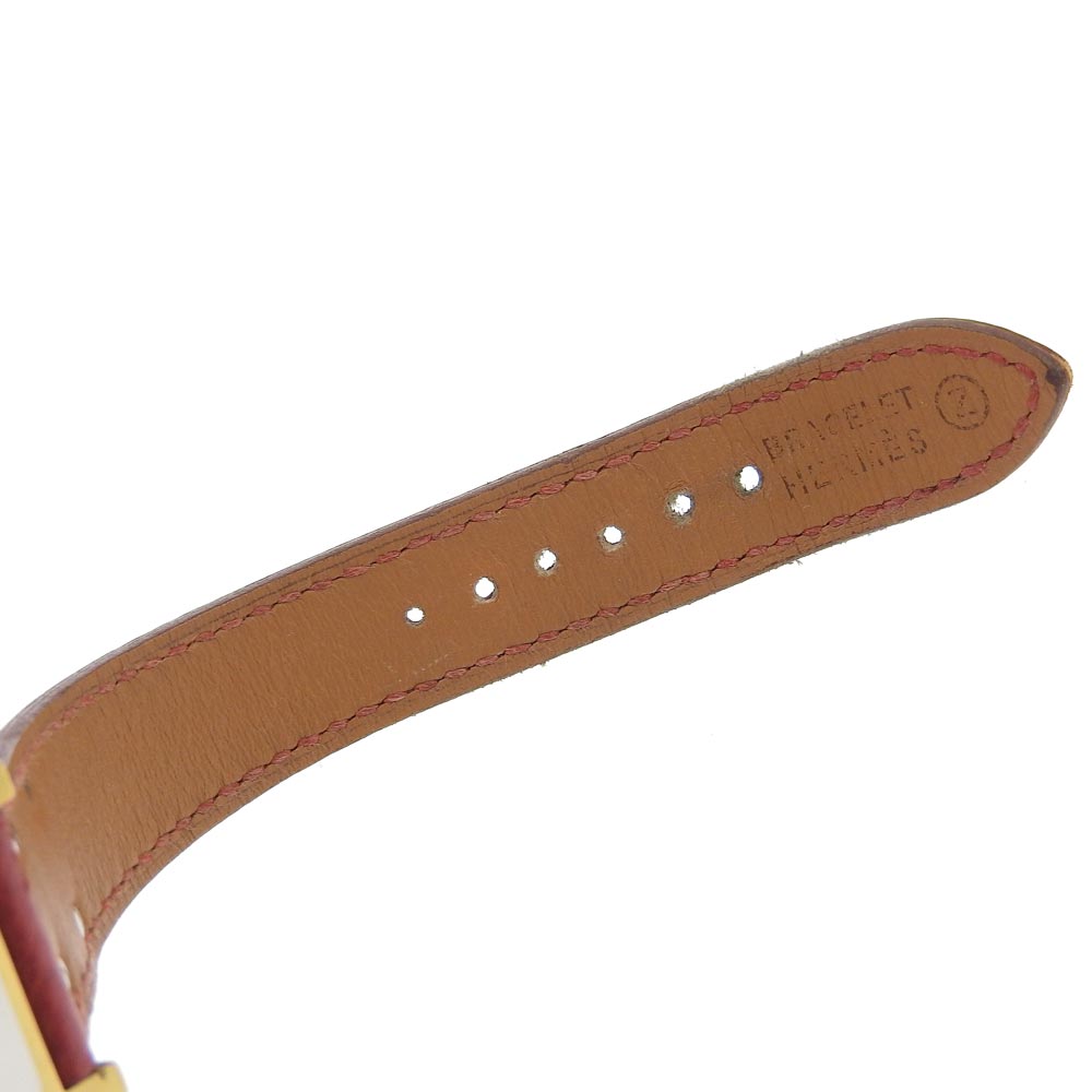 HERMES Watches Quartz ME1.201 Plated Gold , Leather wine-red Medor White dial Women  d