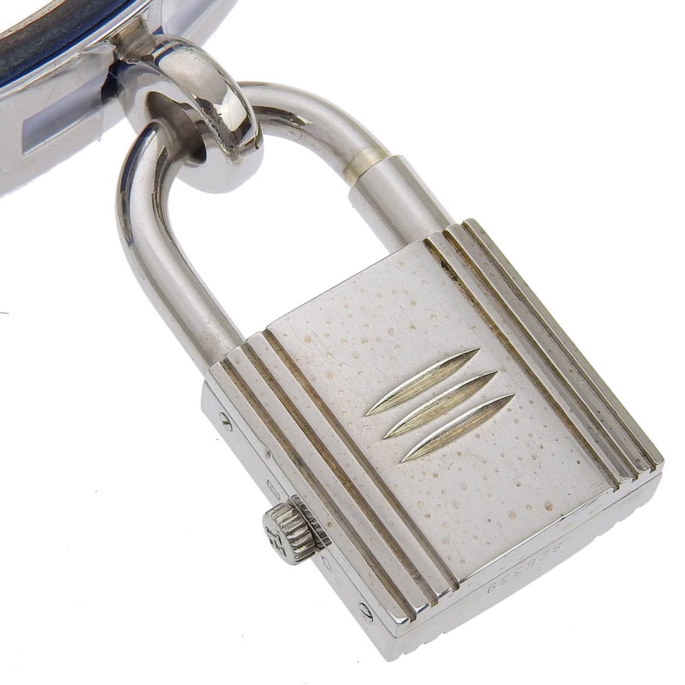 HERMES Watches Quartz Silver925 , Leather blue Kelly watch Silver dial Women  d