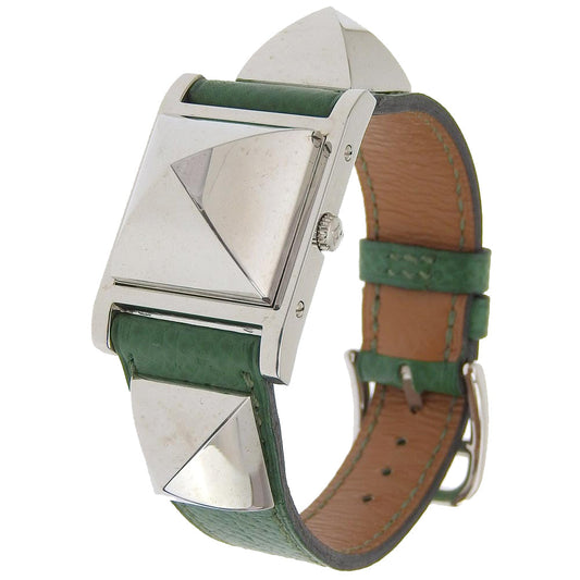 HERMES Watches Quartz ME1.250 Silver925 , Leather green Medor Silver dial Women  d