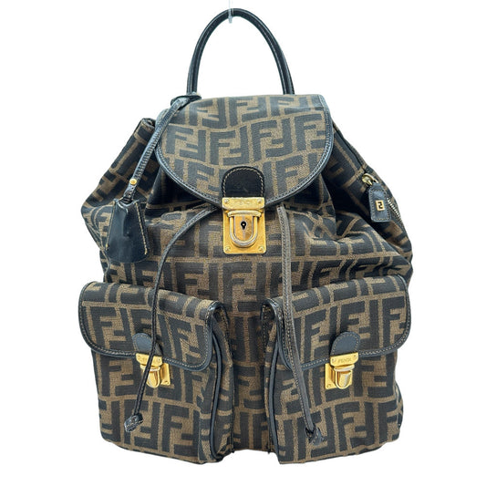 FENDI Backpack canvas canvas Khaki black Zucca Women