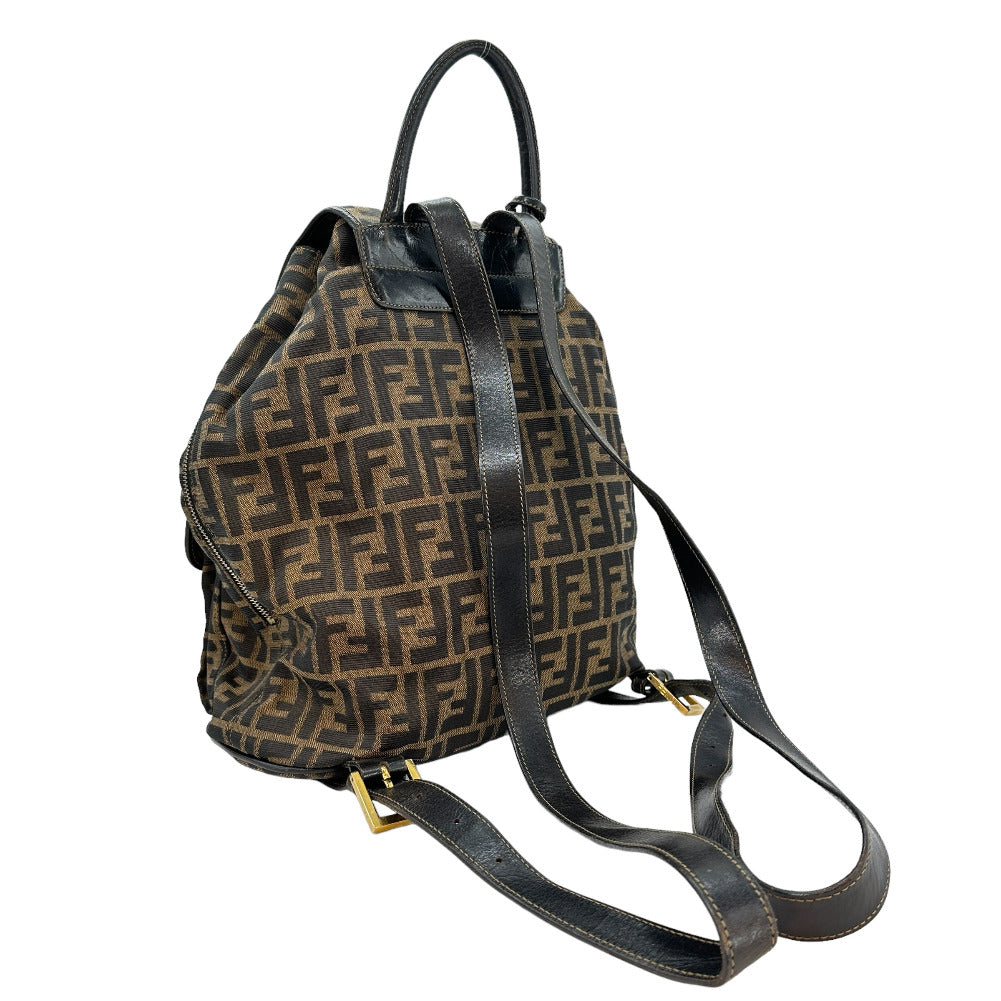 FENDI Backpack canvas canvas Khaki black Zucca Women