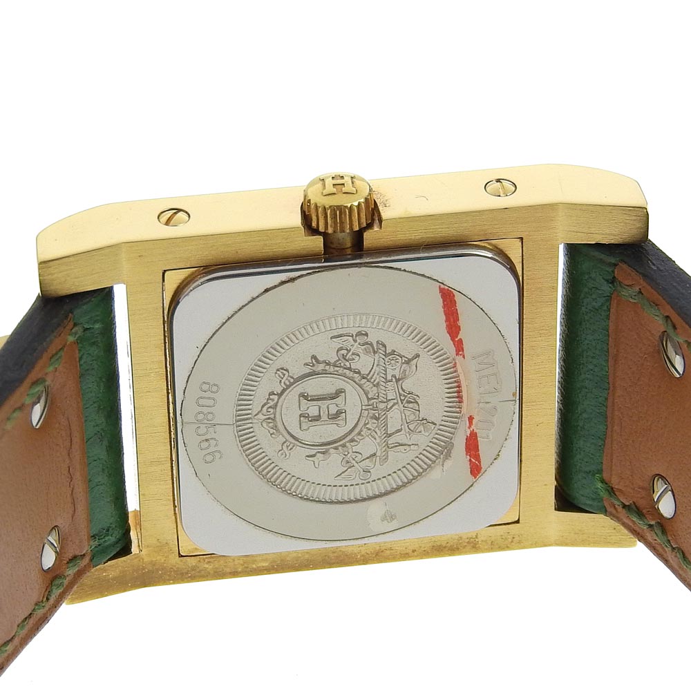 HERMES Watches Quartz ME1.201 Plated Gold , Leather gold Medor White dial Women  d