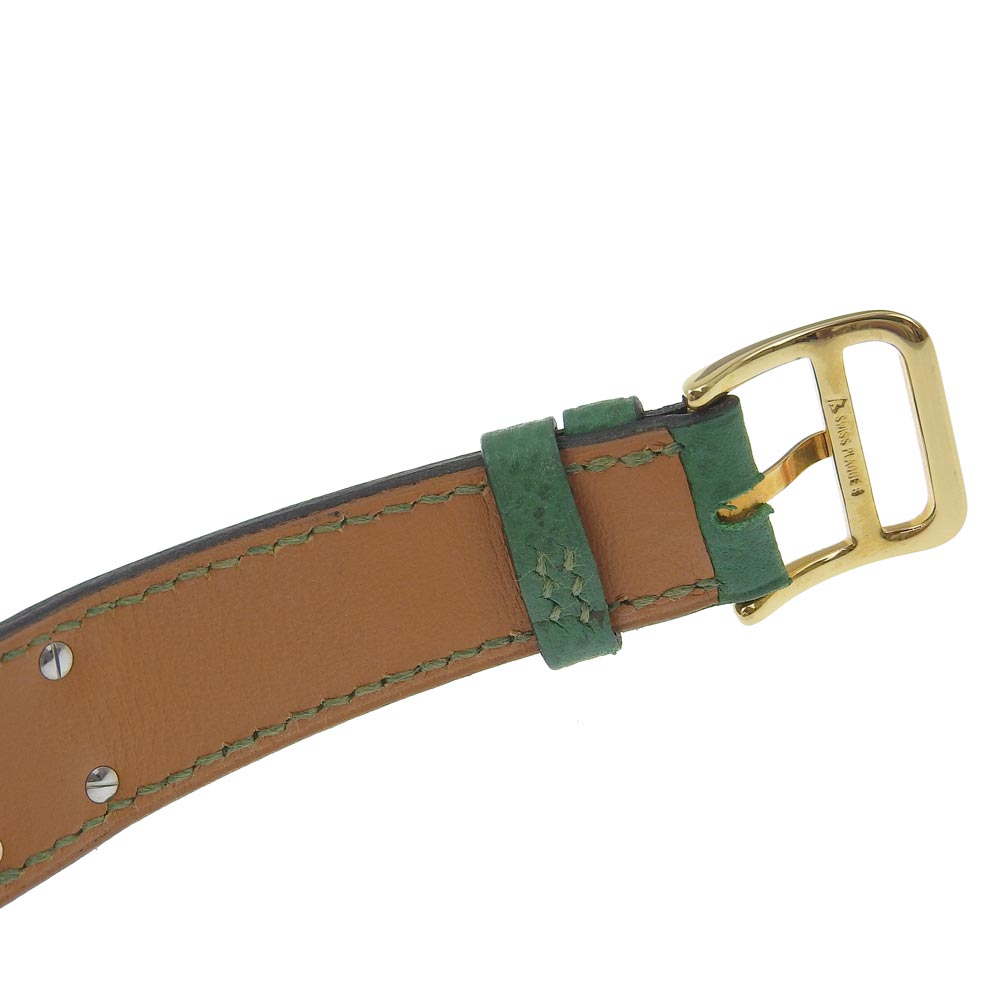 HERMES Watches Quartz ME1.201 Plated Gold , Leather gold Medor White dial Women  d