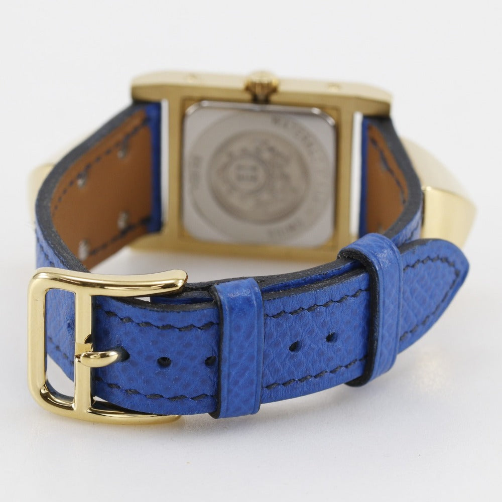 HERMES Watches Quartz Plated Gold, embossed leather gold Medor White dial