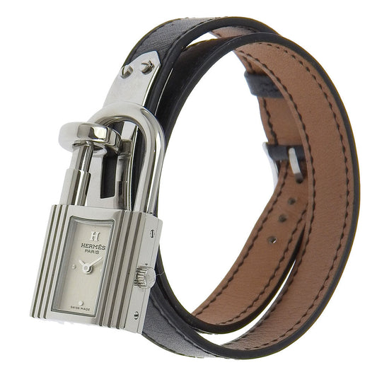 HERMES Watches Quartz KE1.210 Stainless Steel , Embossed Leather Silver Kelly watch Silver dial