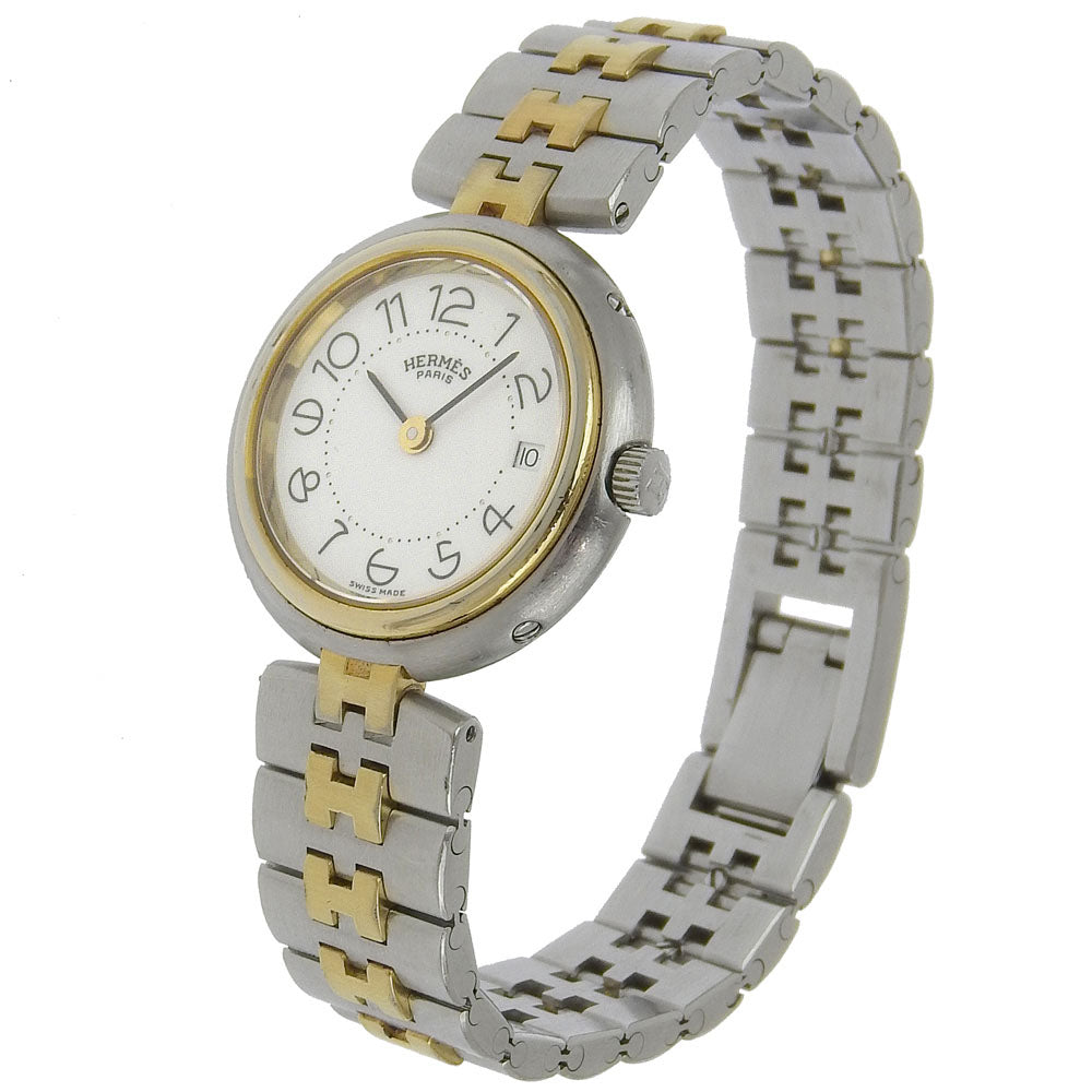 HERMES Watches Quartz Stainless Steel , Plated Gold Silver Profile date White dial