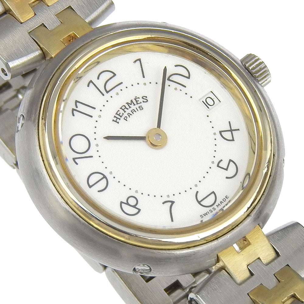 HERMES Watches Quartz Stainless Steel , Plated Gold Silver Profile date White dial