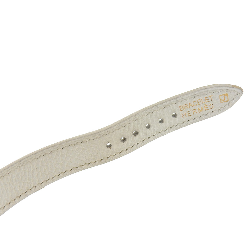 HERMES Watches Quartz HR1.210 Stainless Steel , Embossed Leather Silver H watch Rondo White dial