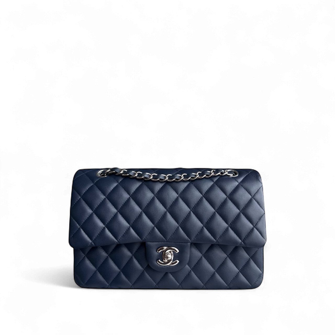 Chanel Classic Flap Medium - 25CM Quilted Lambskin Midnight Blue Silver Hardware Series 22