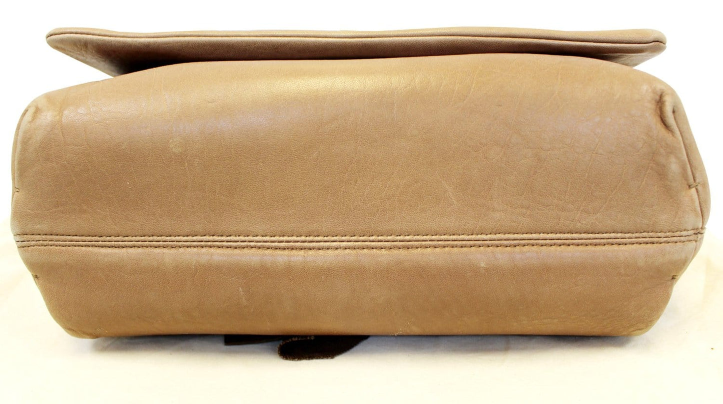 LANVIN Large Happy Chevron Beige Shoulder Bag