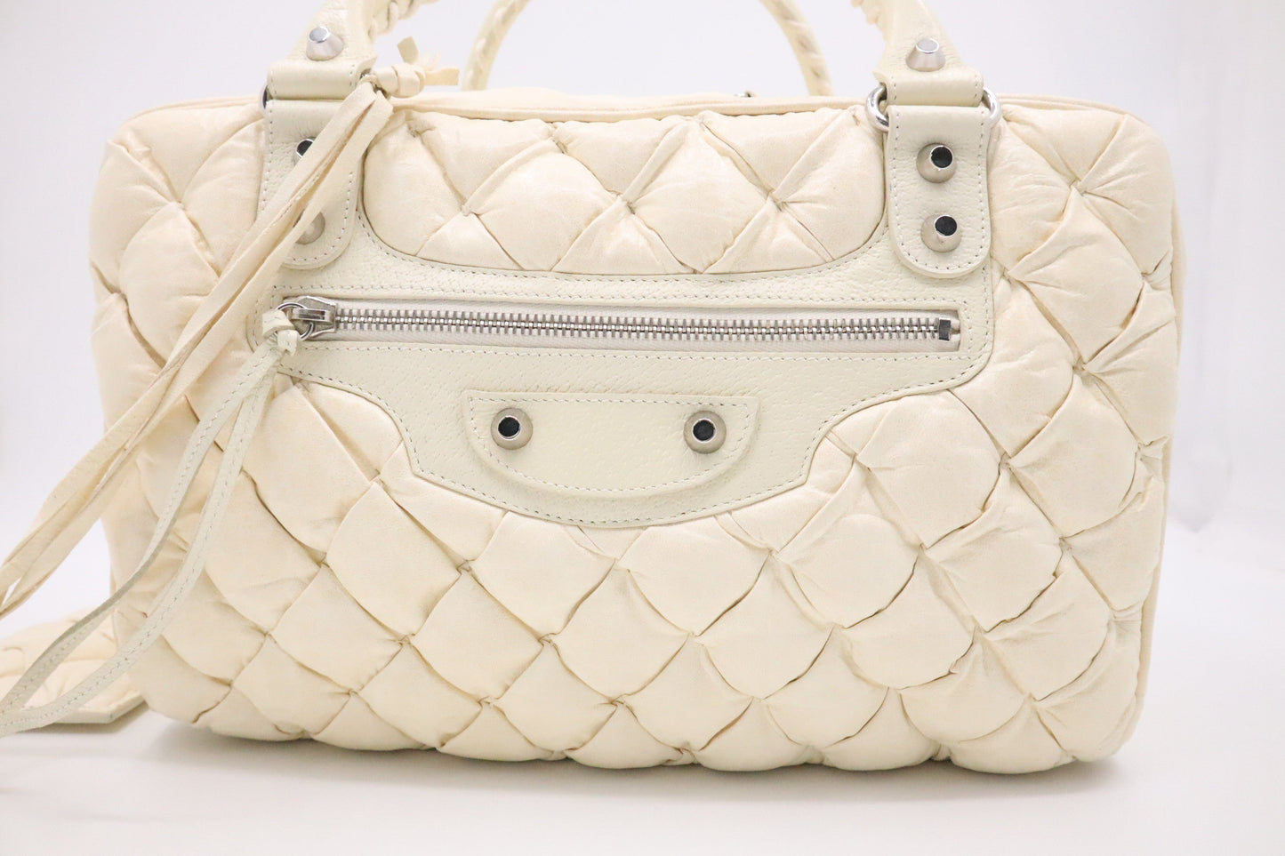 Balenciaga City Tote in Cream Quilted Leather