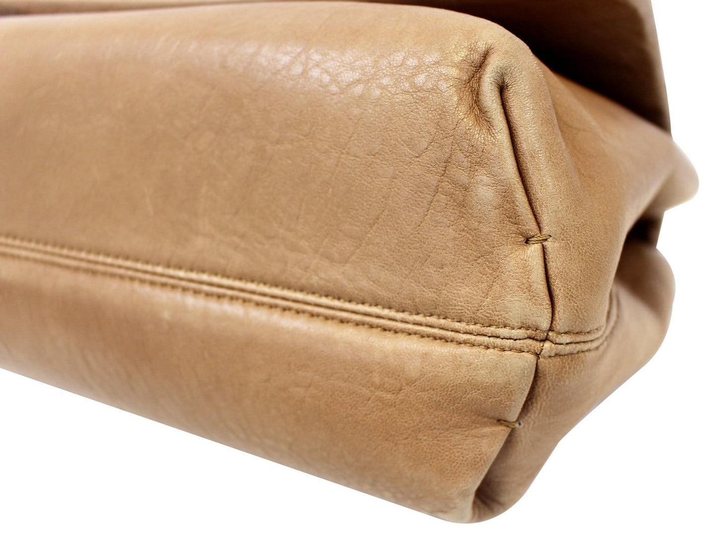 LANVIN Large Happy Chevron Beige Shoulder Bag