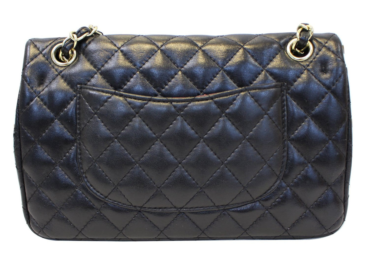 CHANEL Quilted  Leather Double Flap Classic Medium Black Bag