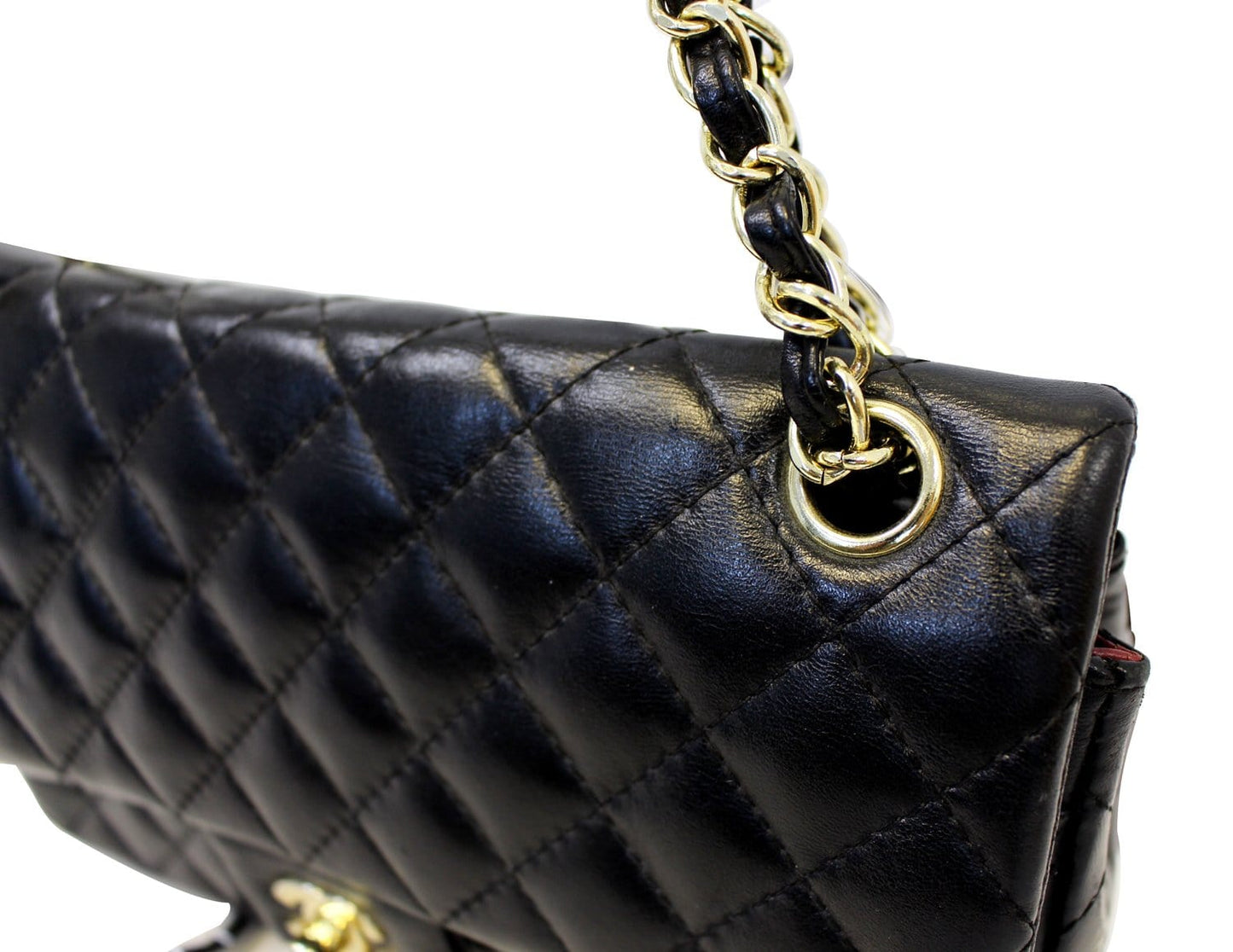 CHANEL Quilted  Leather Double Flap Classic Medium Black Bag
