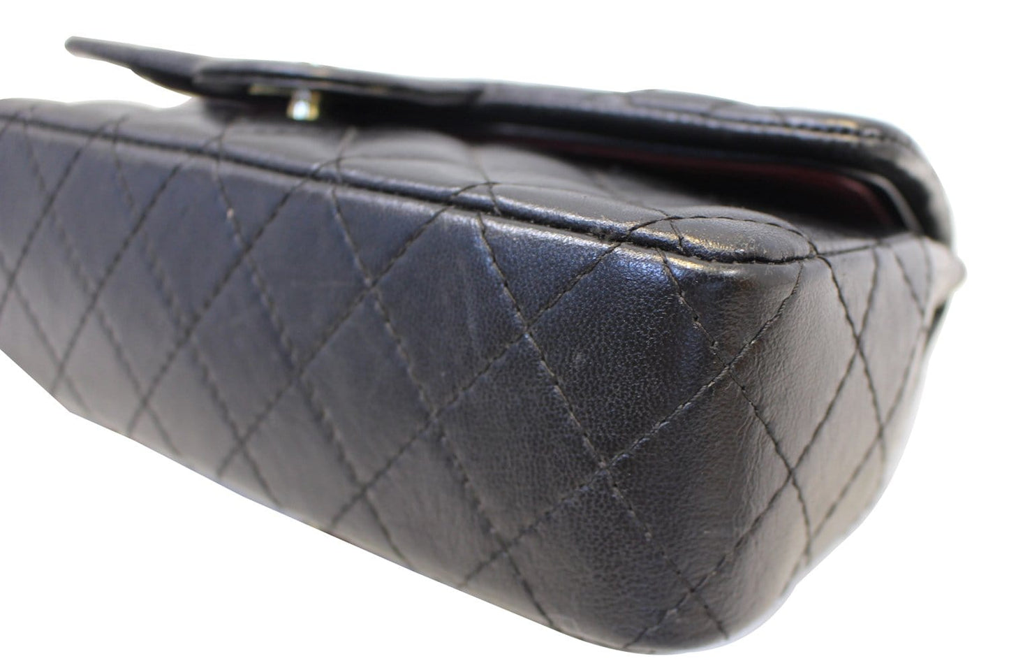 CHANEL Quilted  Leather Double Flap Classic Medium Black Bag