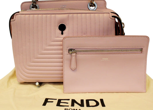 FENDI DOTCOM Click Quilted  Pink Leather Chain Shoulder Bag