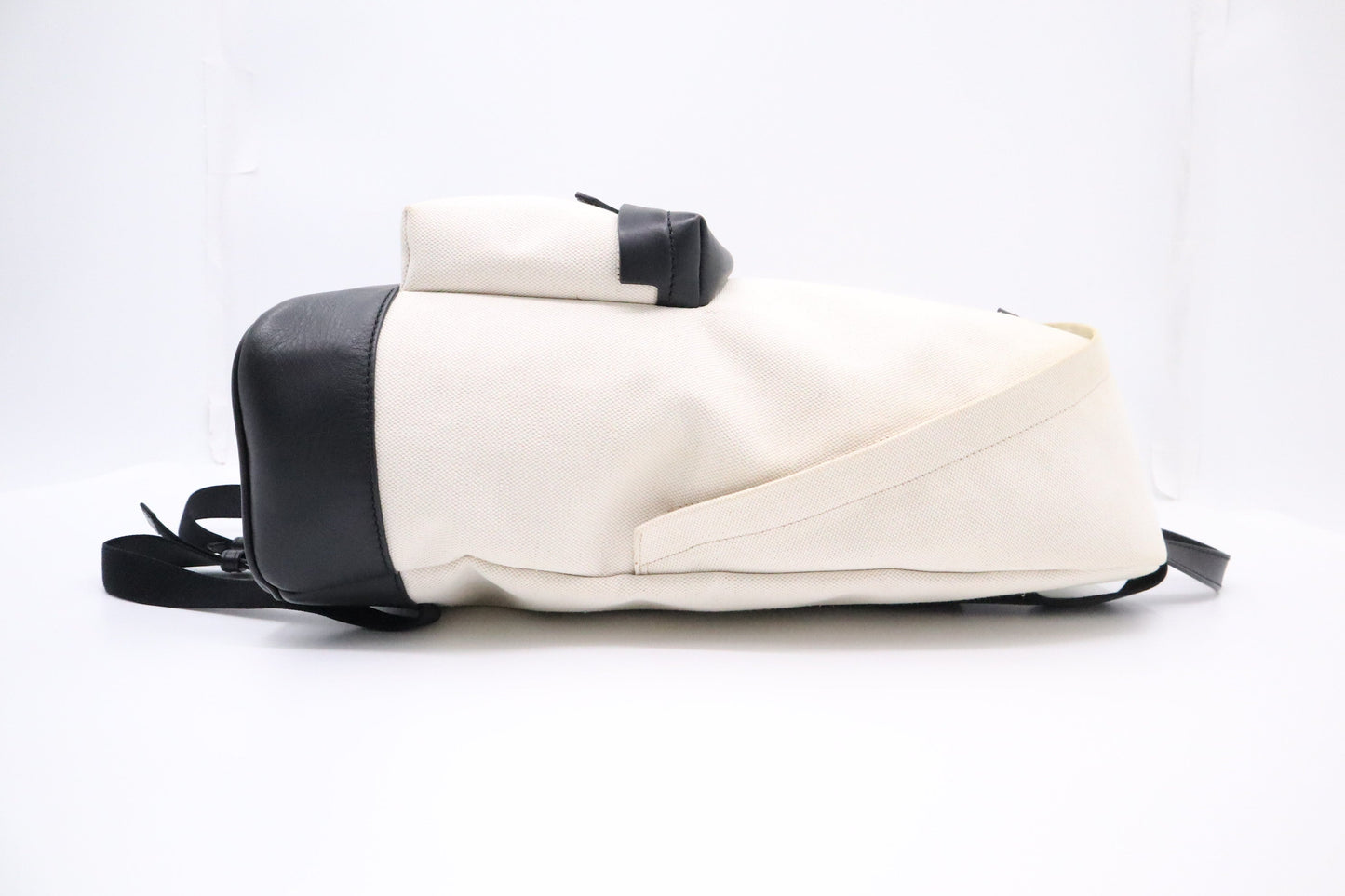 Balenciaga Backpack in White Canvas and Black Leather