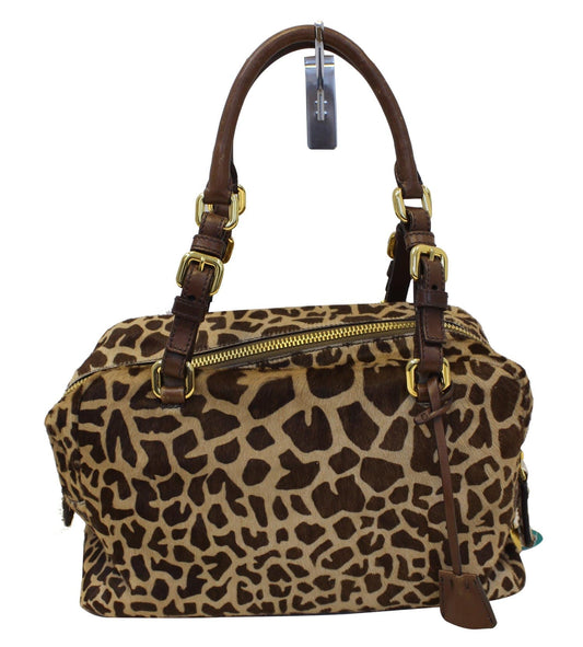 PRADA Leopard Printed Calf Hair Shoulder Bag
