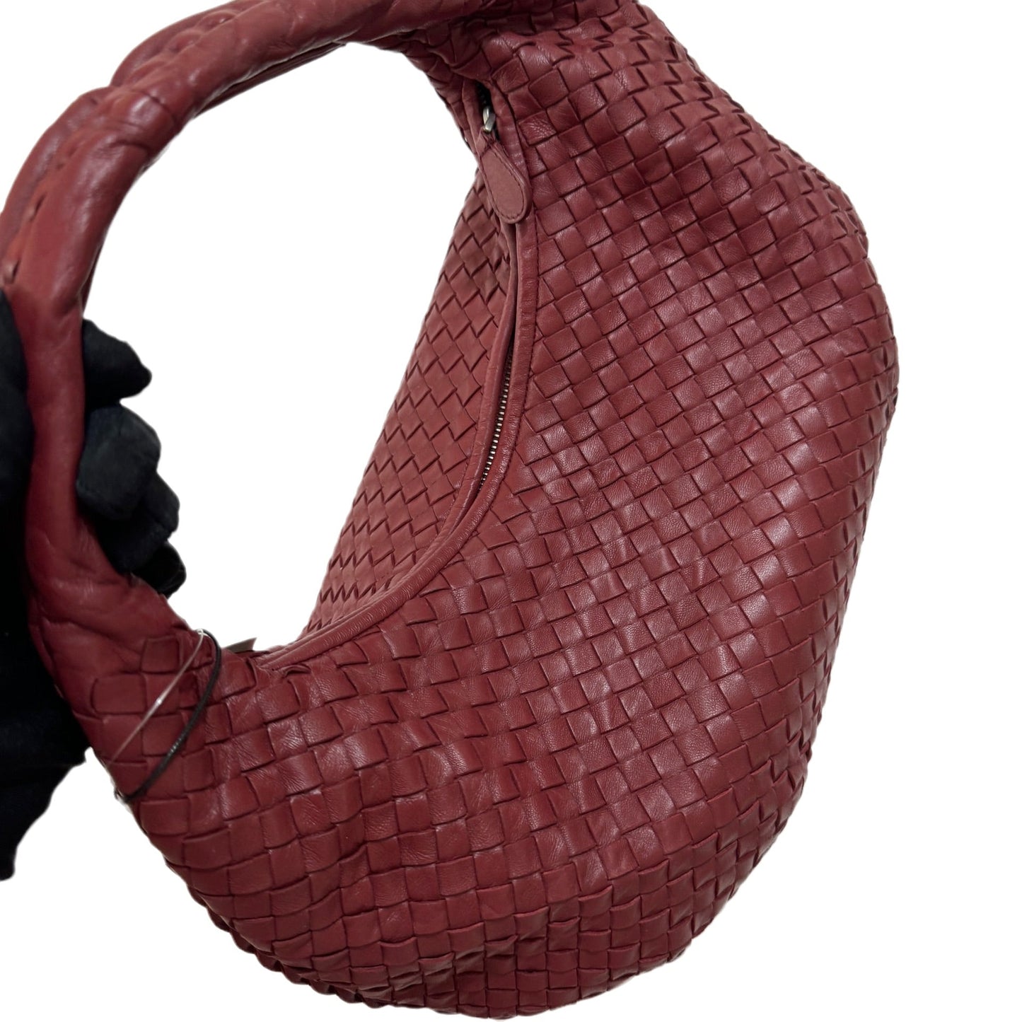 Bottega Veneta Burgundy Belly Hobo Intrecciato Nappa Leather Handbag