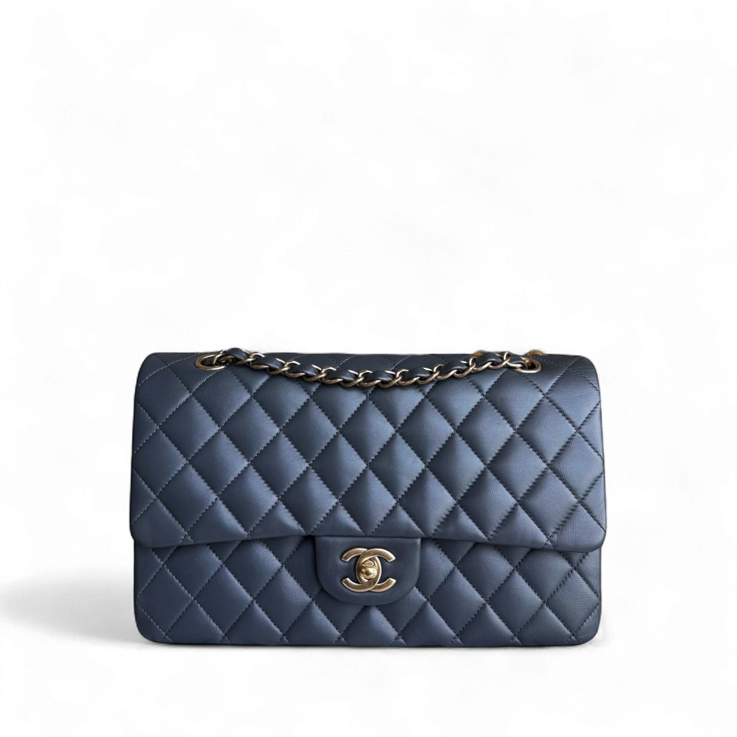 Chanel Classic Flap Medium - 25CM Quilted Lambskin Dark Gray Gold Hardware Series 19