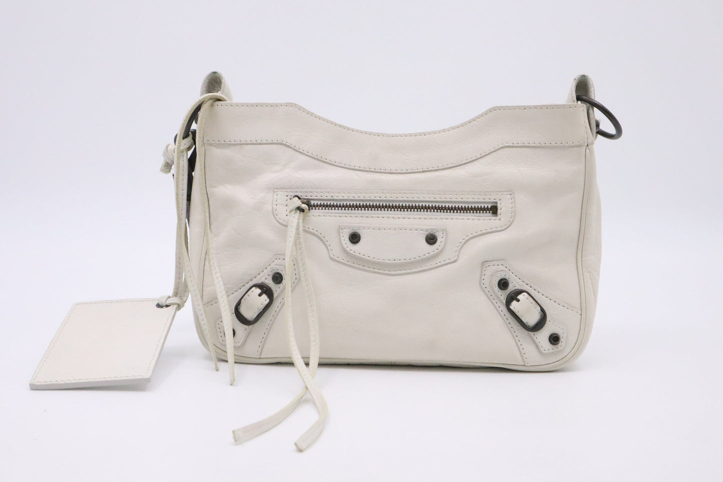 Balenciaga Motocross Classic Hip Bag in White Leather