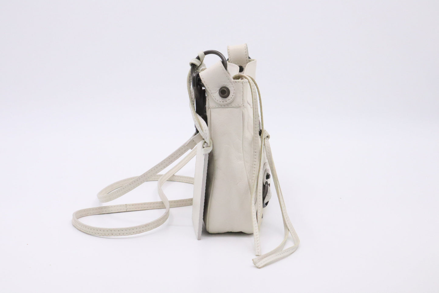 Balenciaga Motocross Classic Hip Bag in White Leather