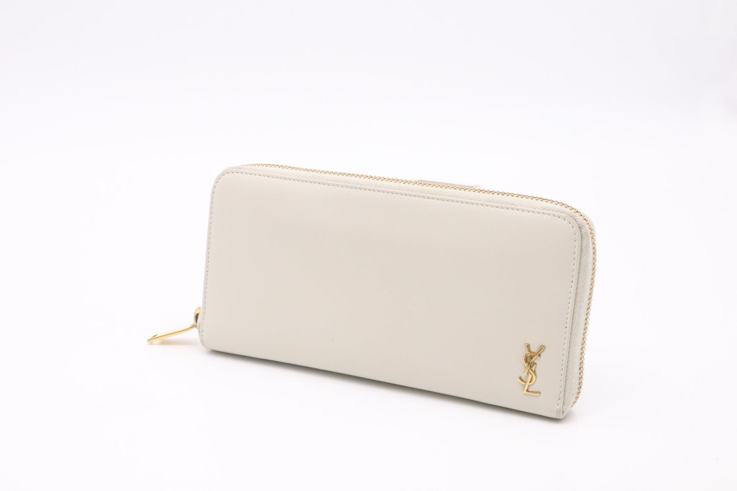 YSL Saint Laurent Long Zippy in Cream Leather