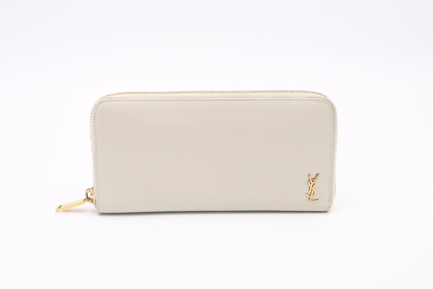 YSL Saint Laurent Long Zippy in Cream Leather