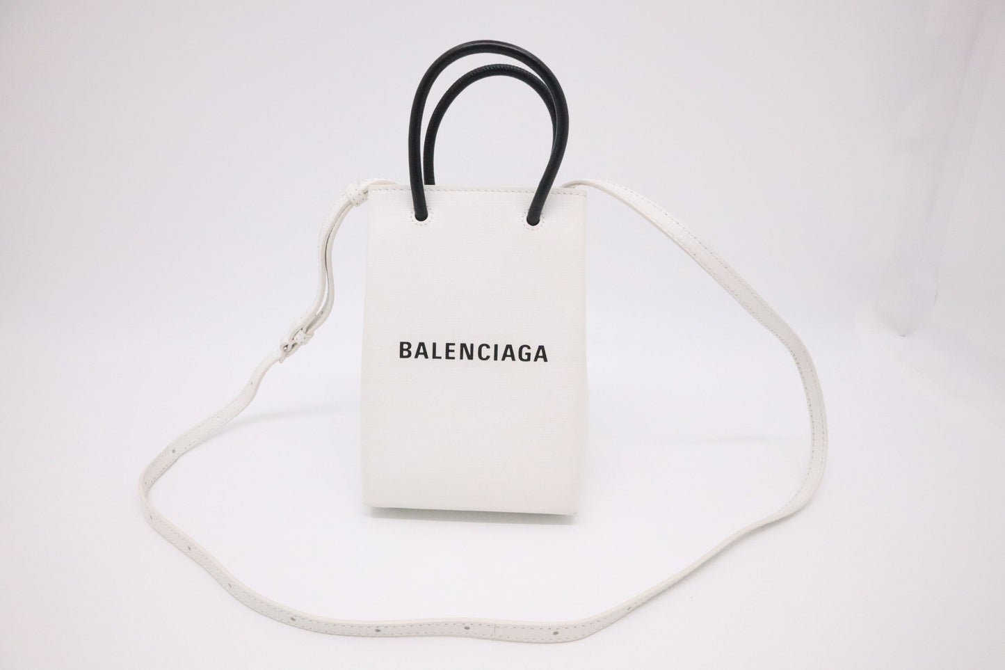 Balenciaga Mini Shopping Bag in White Leather