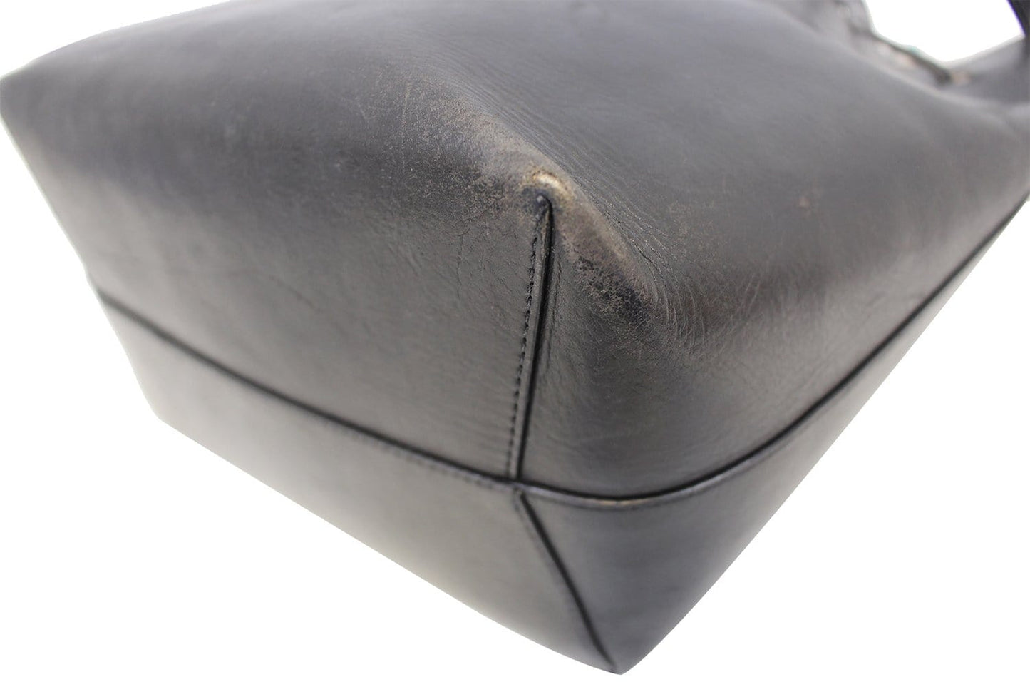 MANSUR GABRIEL Black Tanned Leather Bucket Shoulder Bag