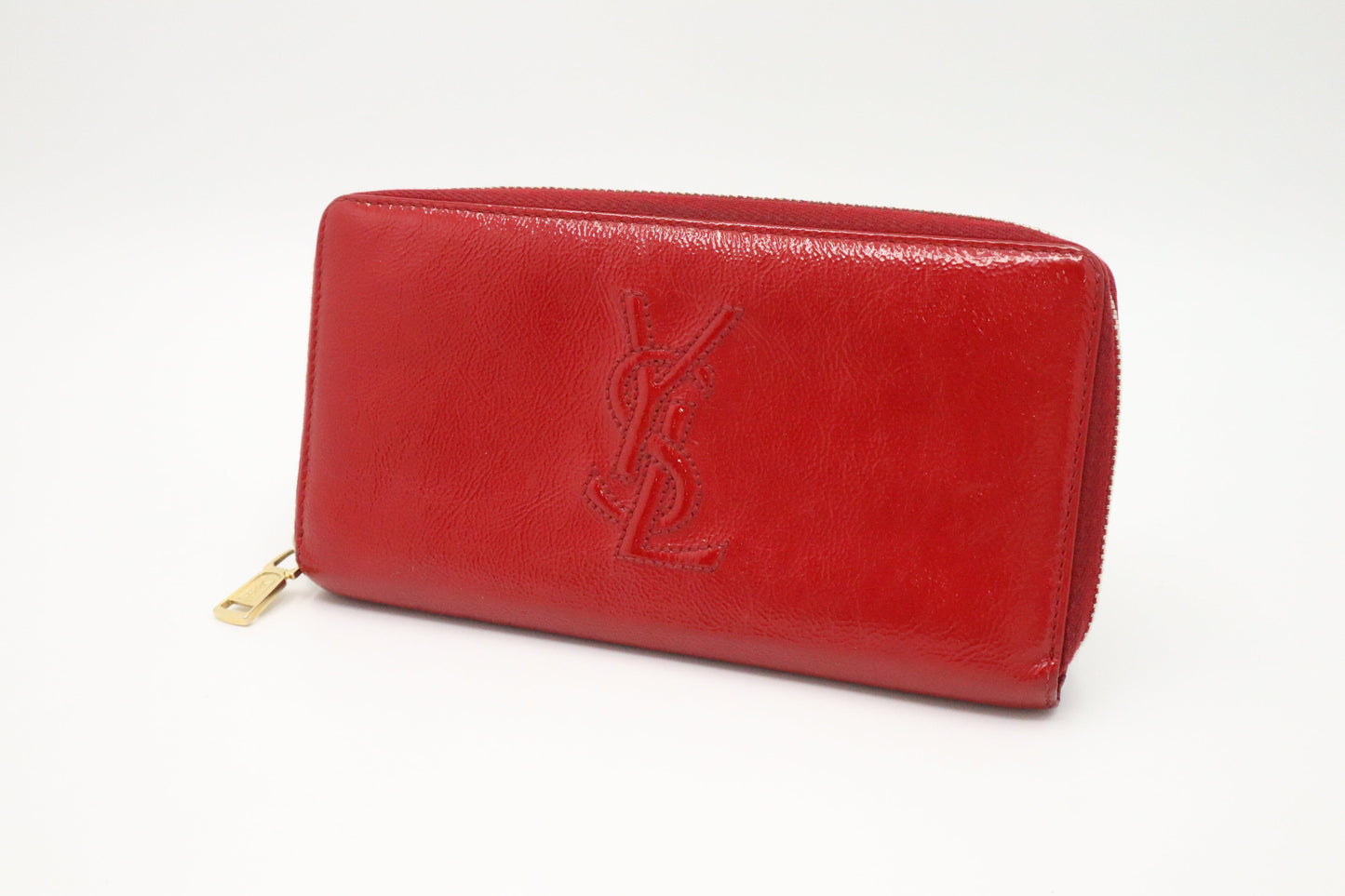 YSL Saint Laurent Compact Wallet in Patent Red Leather