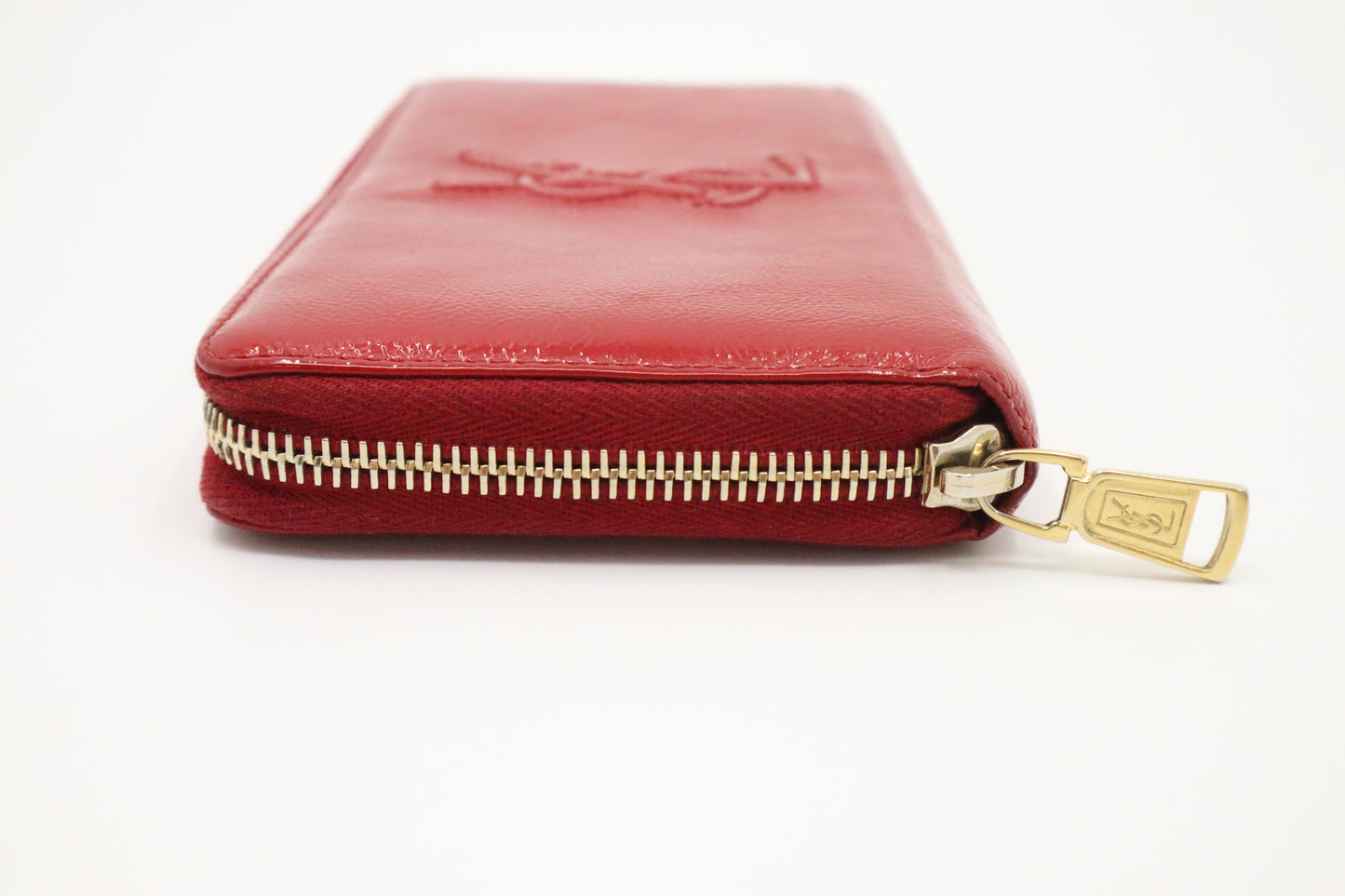 YSL Saint Laurent Compact Wallet in Patent Red Leather