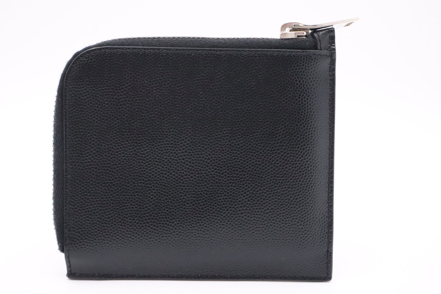 YSL Saint Laurent Zippy Card Case in Black Pebbled Leather