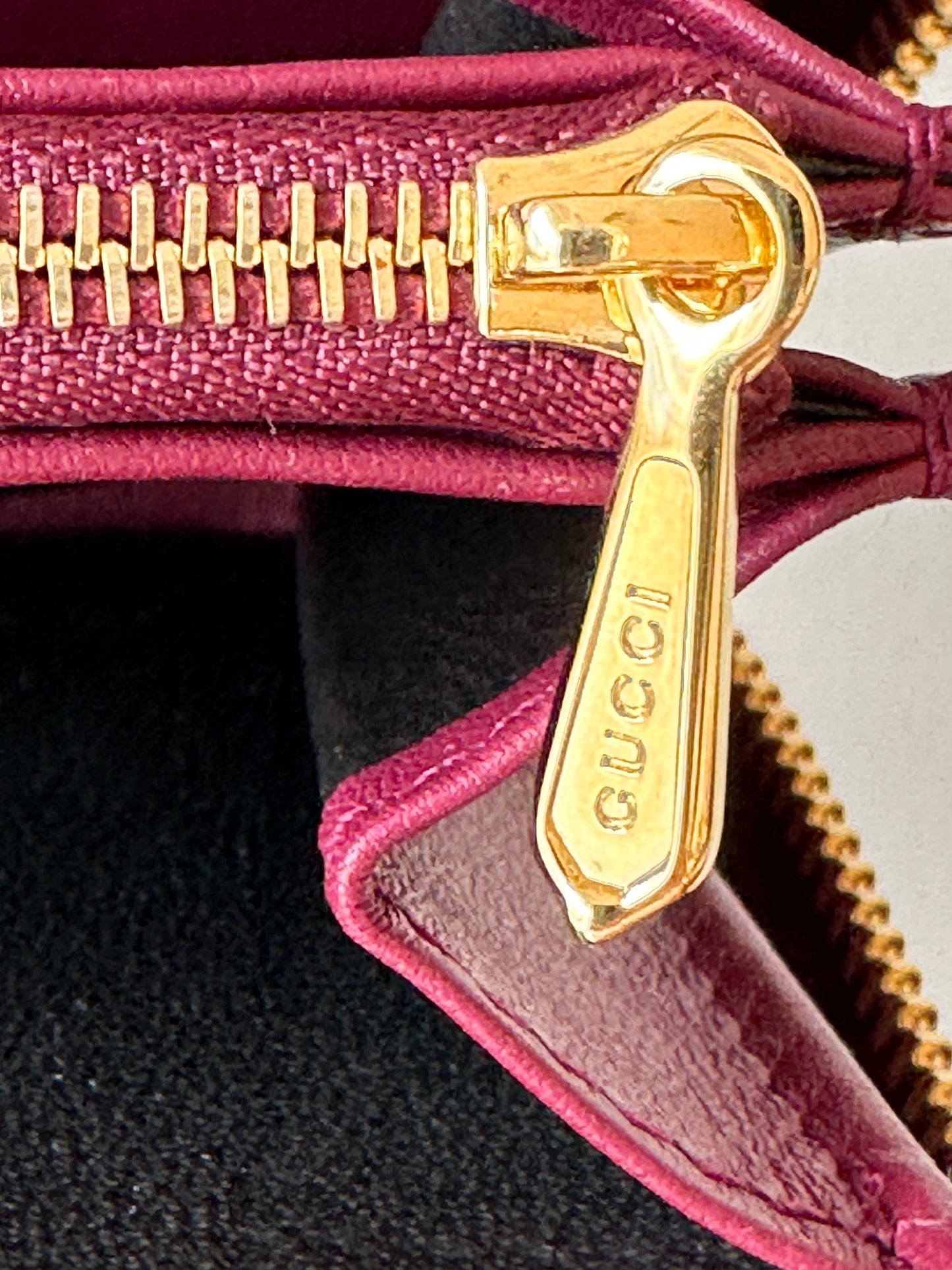 Gucci Zumi Horse Bit Zip Around Wallet in Burgundy