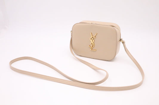 YSL Saint Laurent Crossbody Bag in Beige Pebbled Leather