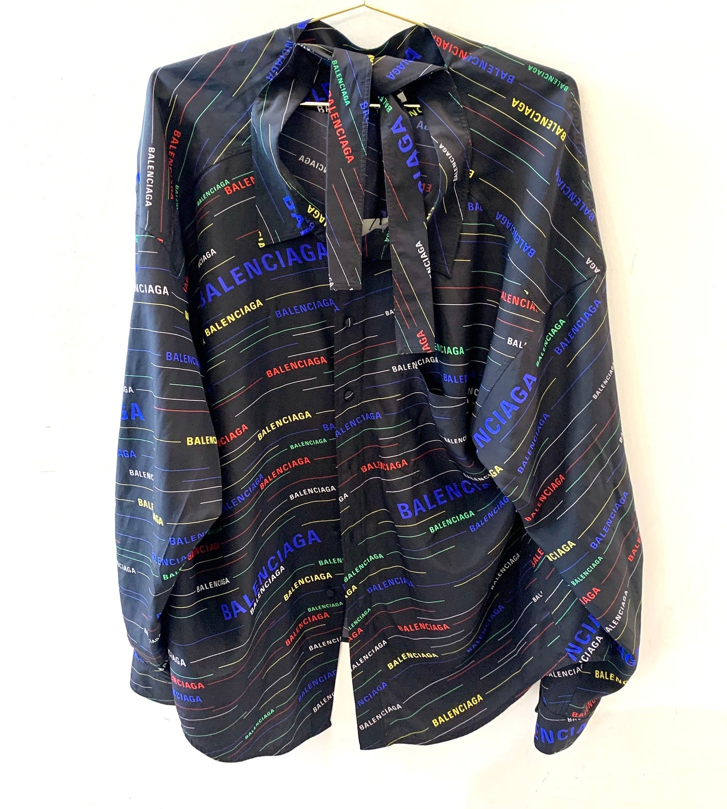 BALENCIAGA 'BLACK SCARF' LOGO PRINTED BLO