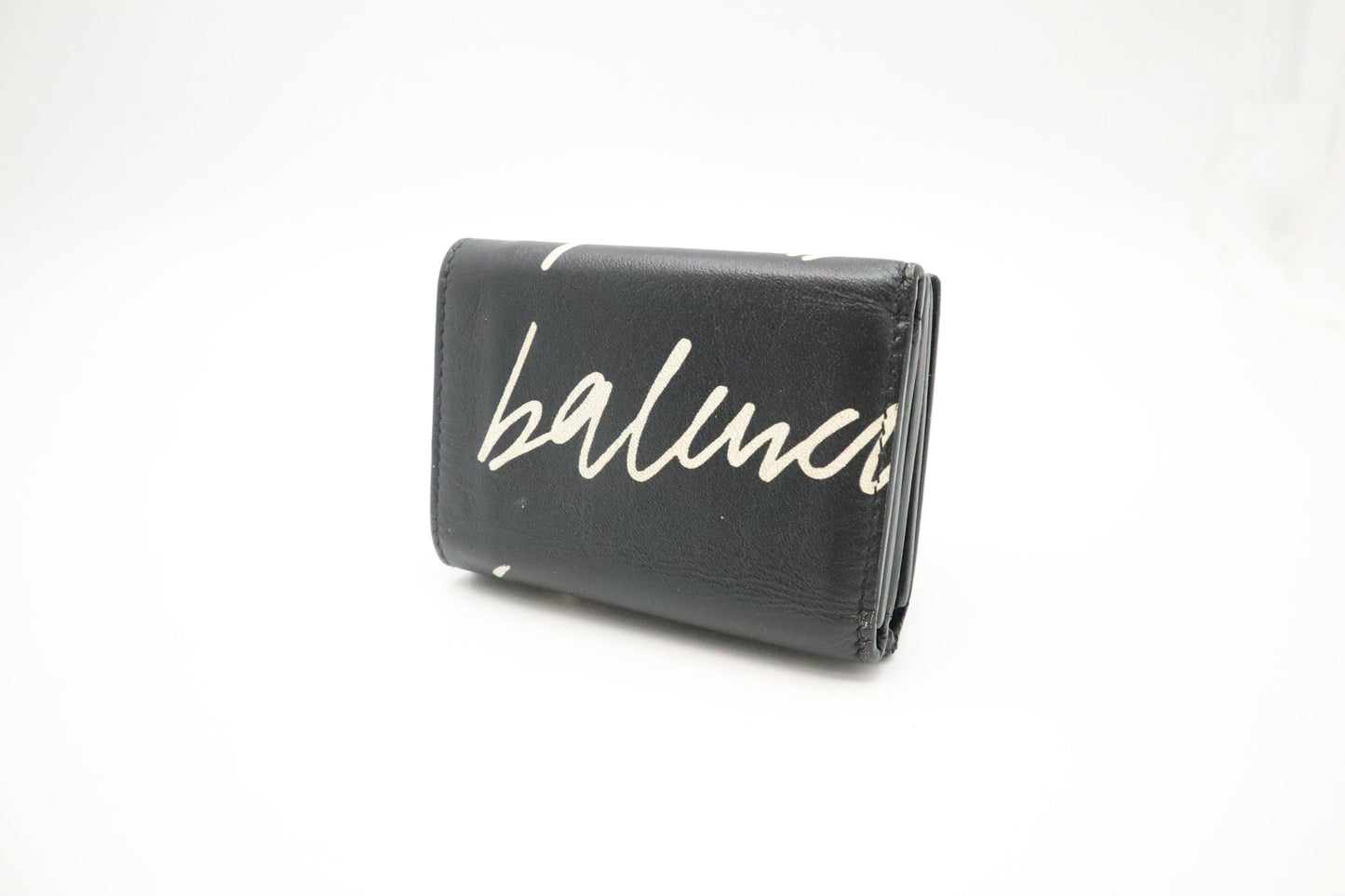 Balenciaga Compact Wallet in Black Graffiti Leather