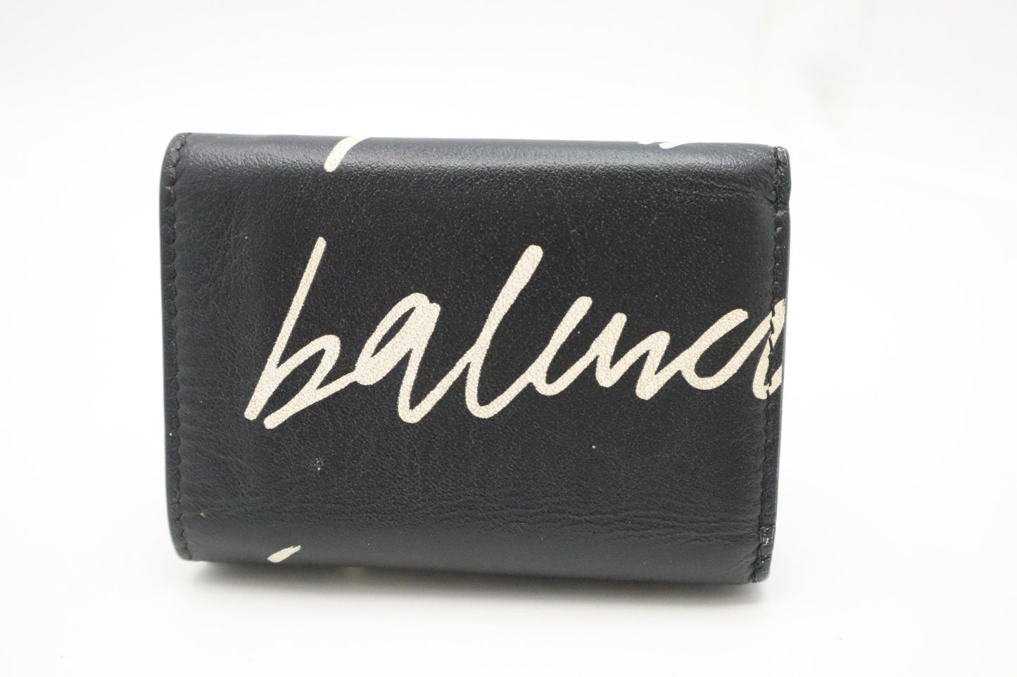 Balenciaga Compact Wallet in Black Graffiti Leather