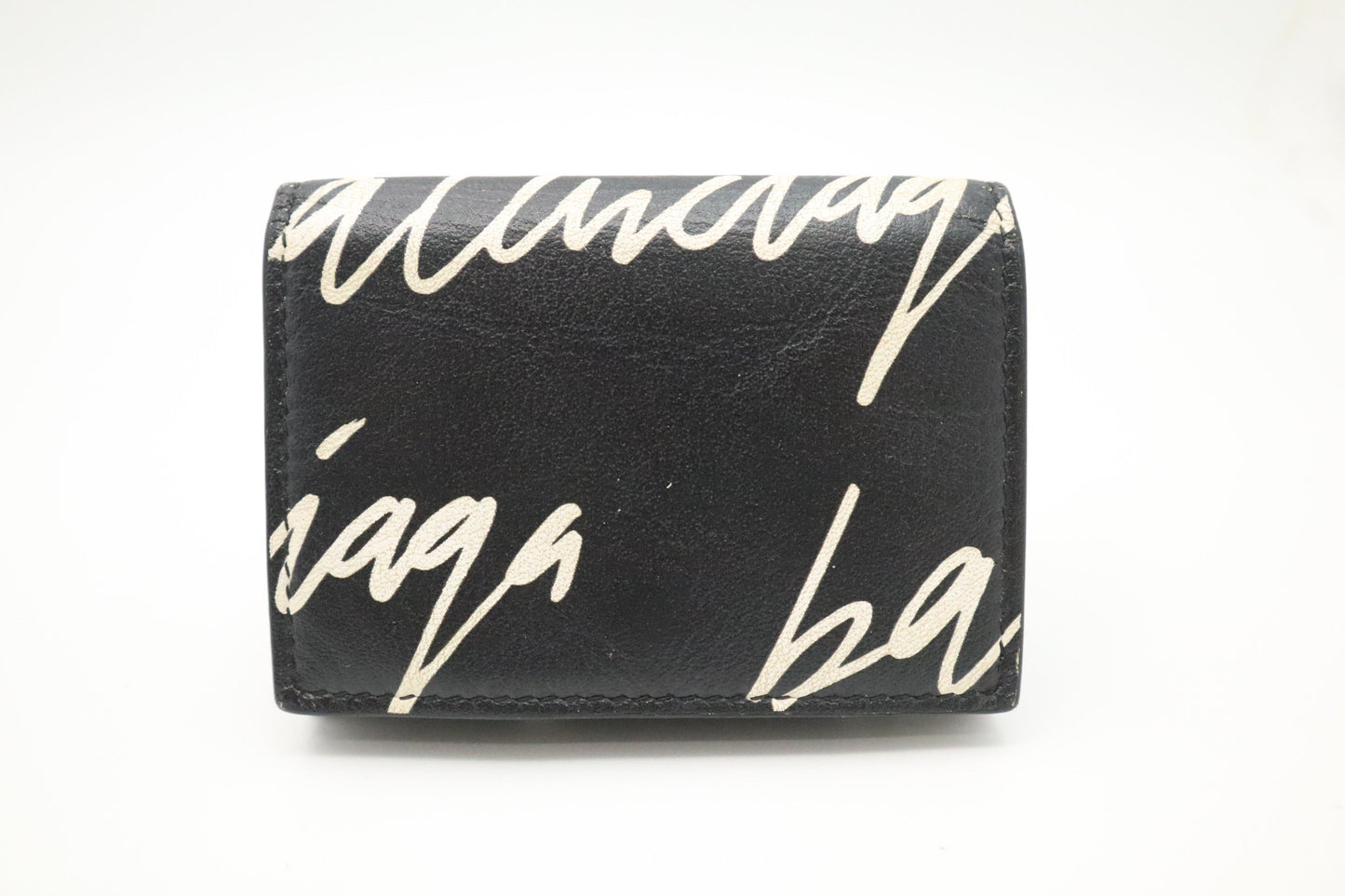 Balenciaga Compact Wallet in Black Graffiti Leather